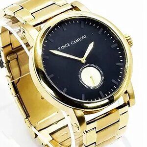 VINCE CAMUTO The Cadet VC/1109BKGP Men's 44mm Gold Tone / Black Dial Watch NWT